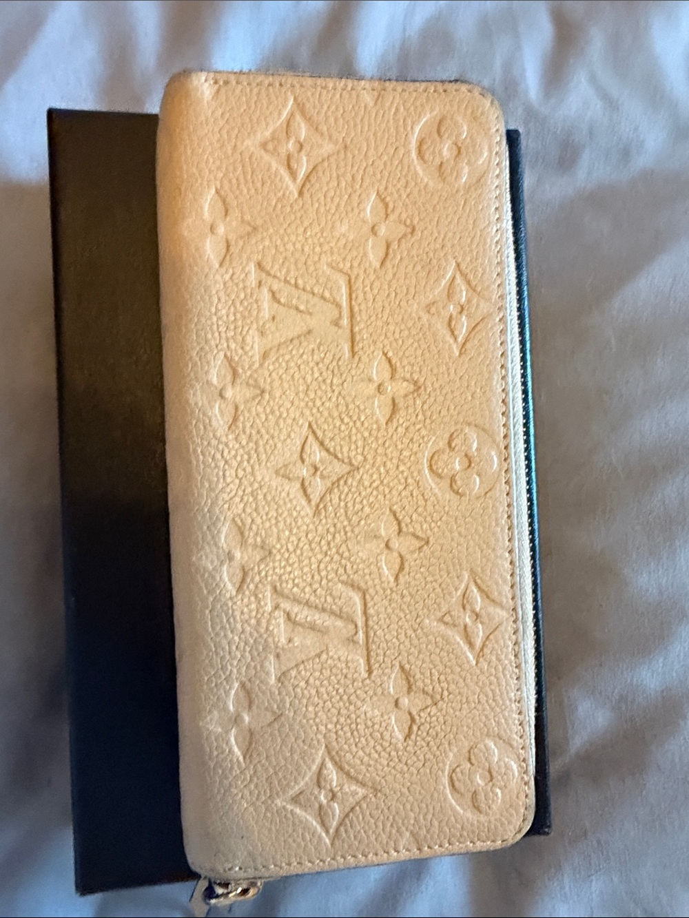 Louis Vuitton Cream Embossed Monogram Zip Wallet